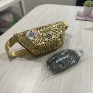 Gold Fanny Pack with Bottle Holder